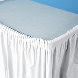 White 14'x29" Plastic Table Skirts