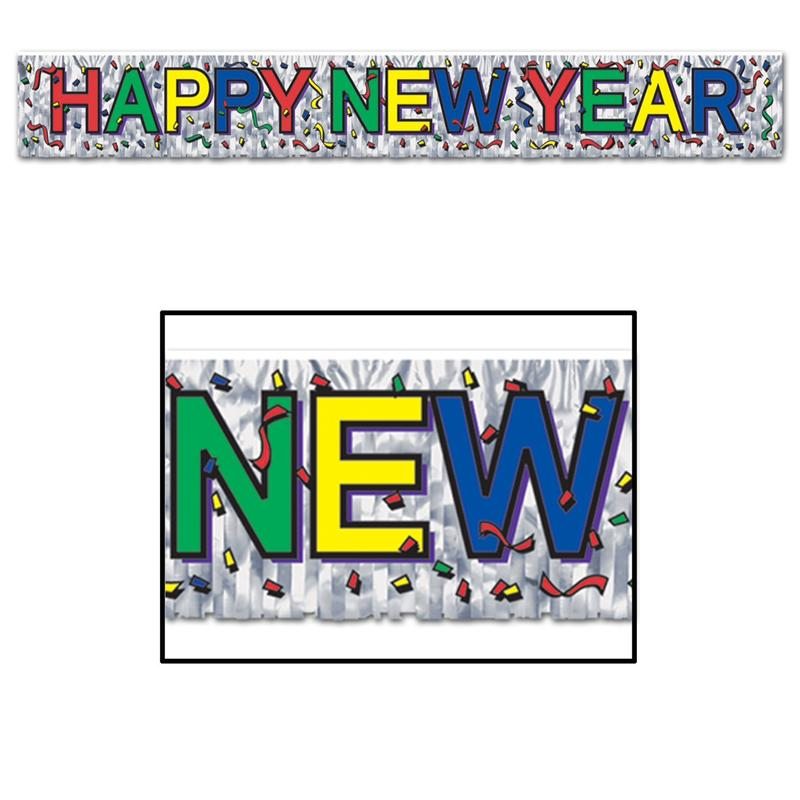 Metallic Happy New Year Fringe Banner
