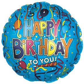18" Festive Birthday Blue Foil Balloon