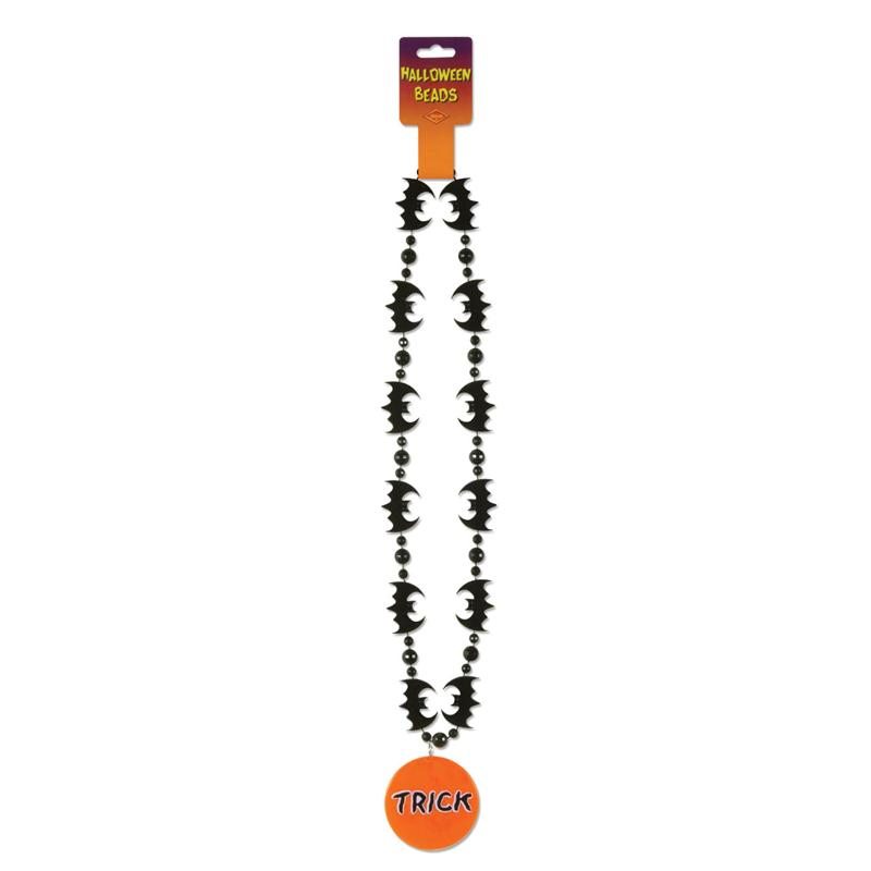 Bat Beads with Printed Trick or Treat Medallion