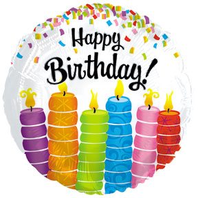 18" Happy Birthday Colorful Candles Foil Balloon