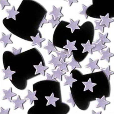 Top Hats and Silver Mini Stars 1oz Confetti