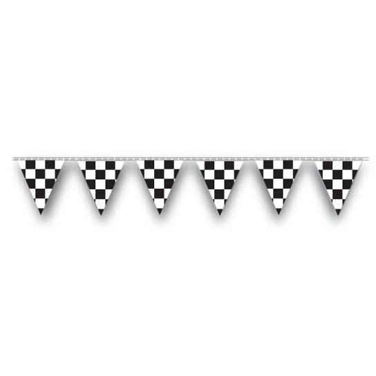 Black-White Checker 100ft Pennant Strings