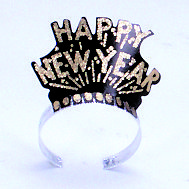 Black Happy New Year Tiara w/Gold Glitter