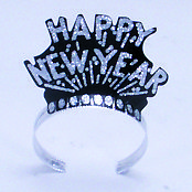Black Happy New Year Tiara w/Silver Glitter