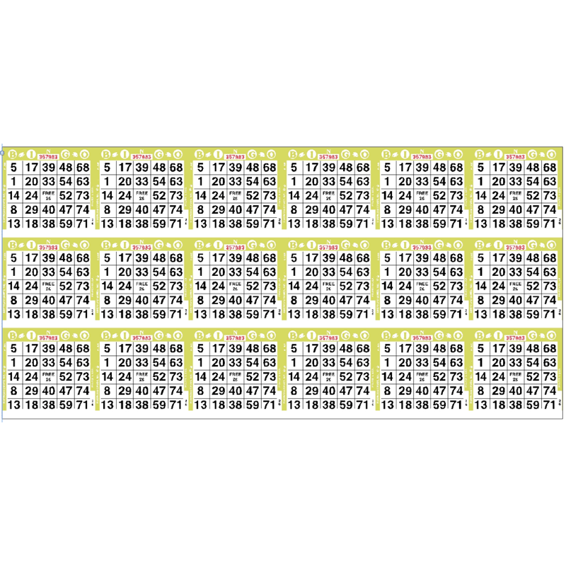 18on Horizontal Bingo Paper - Case
