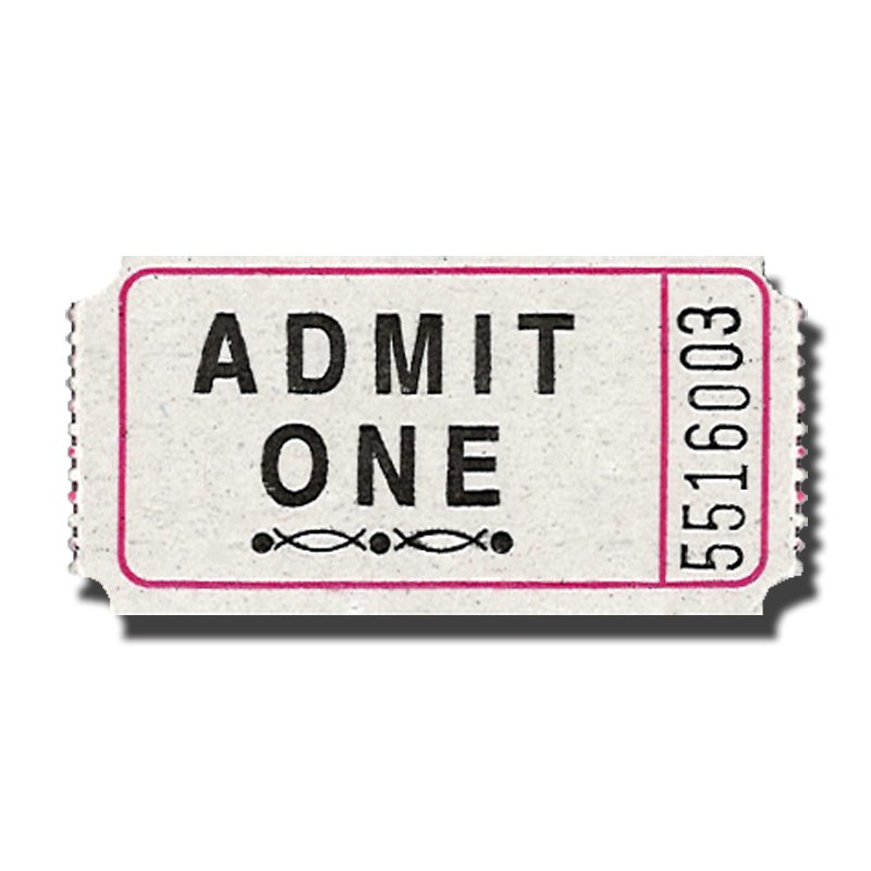 White Admit One Premium Roll Tickets