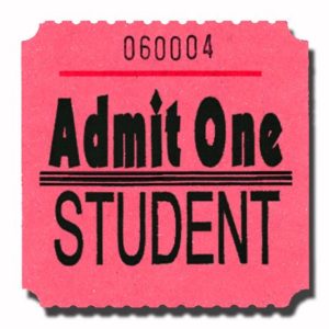 Student Admit One Billboard Roll Tickets