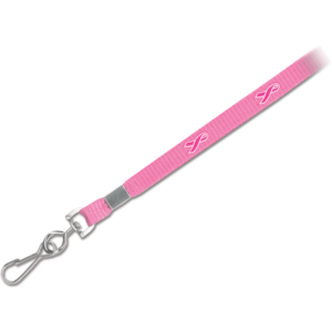 Breast Cancer Awareness Microweave Lanyard with Nickel-Plated Swivel Hook