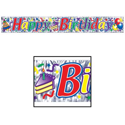 Metallic Happy Birthday Fringe Banner Cake