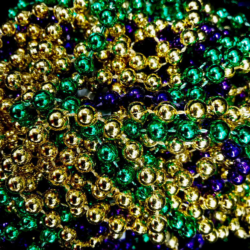 Gold Green Purple Mardi Gras 33" 7mm Party Beads 25 PK