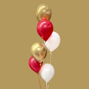 Deep Red Gold & White Balloon Cluster