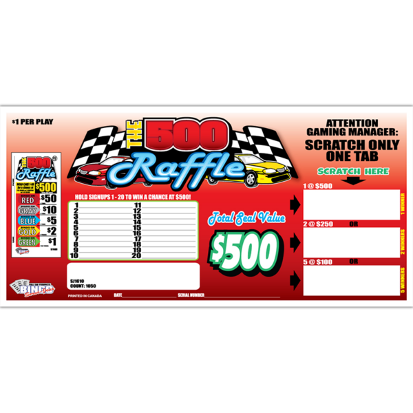 The 500 Raffle Seal Card Game 1050 Ct