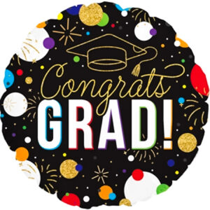 17" Gold & Black Grad Foil Balloon