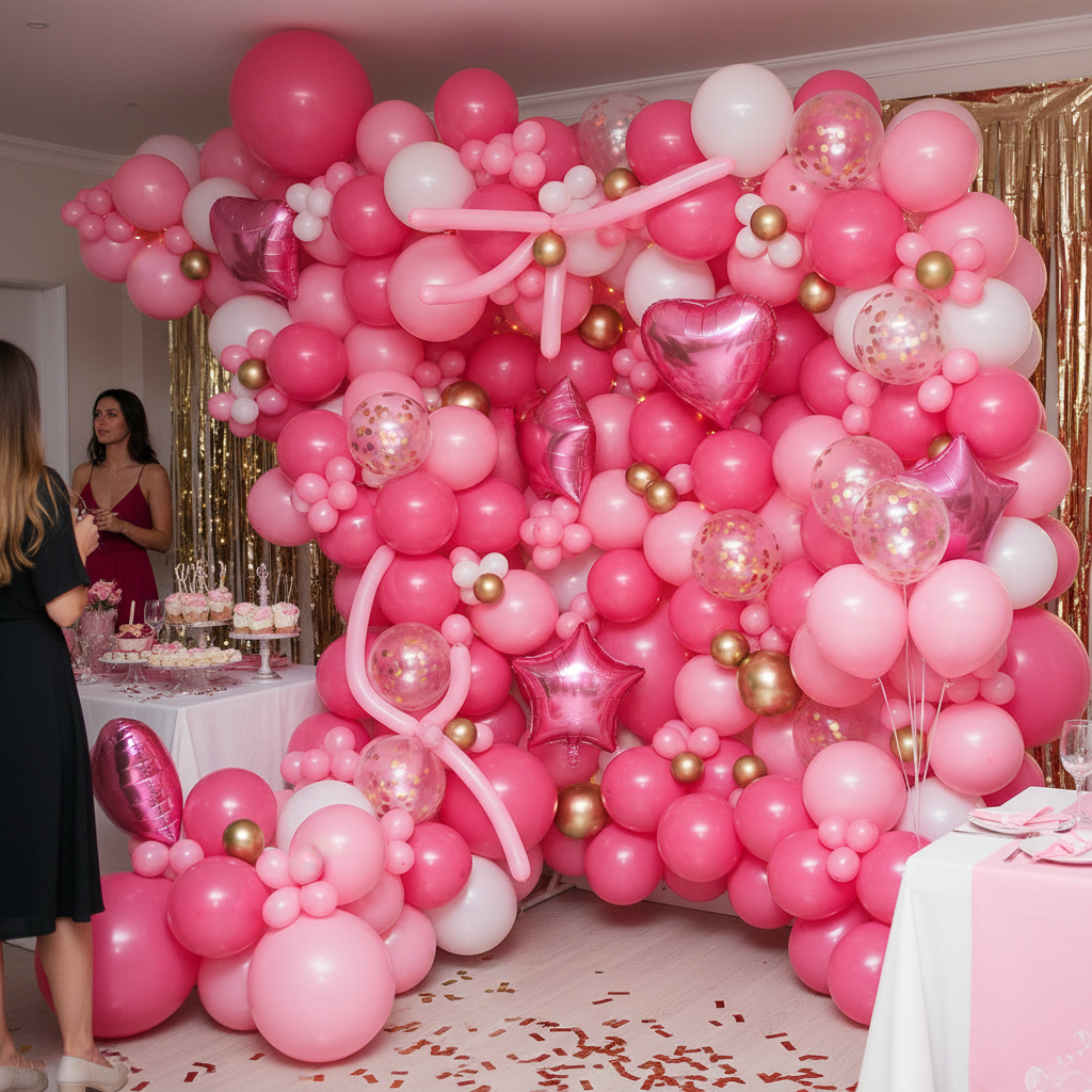 Fuchsia and Pink Balloon Wall Backdrop